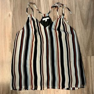Joie Striped Silk High Neck Sleeveless Blouse Size XS